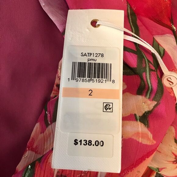 Siena Dress Women Sizes 2, 8 & 10 Pink Floral Long Sleeve Maxi O-Ring V-Neck NWT - Picture 11 of 16